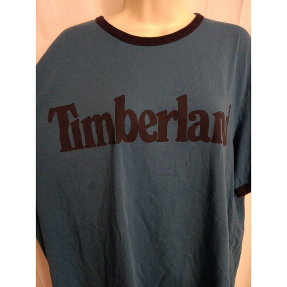 Timberland Men's Short Sleeve Green Blue Graphic Logo T-Shirt Tee Size 2XLarge - Picture 2 of 5